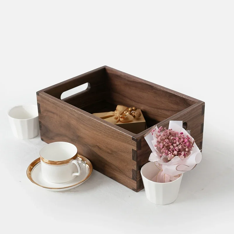 Black Walnut Desktop Storage Box Traditional Dovetail Joint Wooden Organizer Solid Wood Home Decor Box for Office or Living Room 2