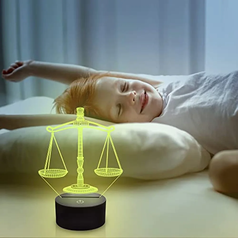 법적인 밸런스 LED 야간 조명, 7 가지 색상 변경, USB 테이블 램프, 침실 장식, 어린이용 선물