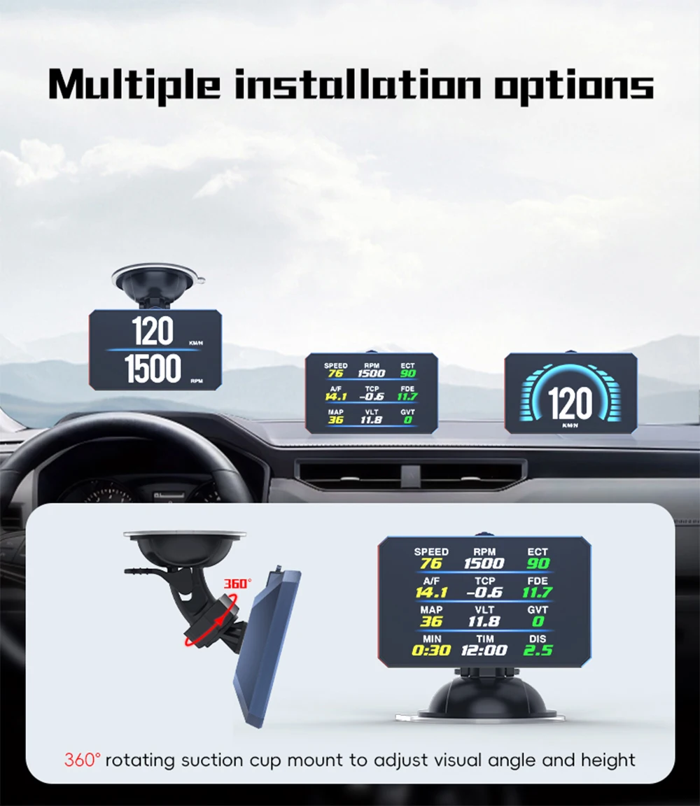 Head Up Display HUD Display P16 OBD OBD2 Head Up Display Car Digital Speedometer