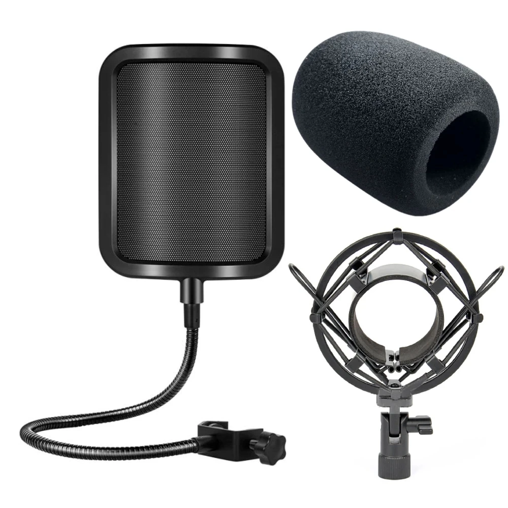 メタルポップフィルターユニバーサルマイクフロントガラススタジオ録音