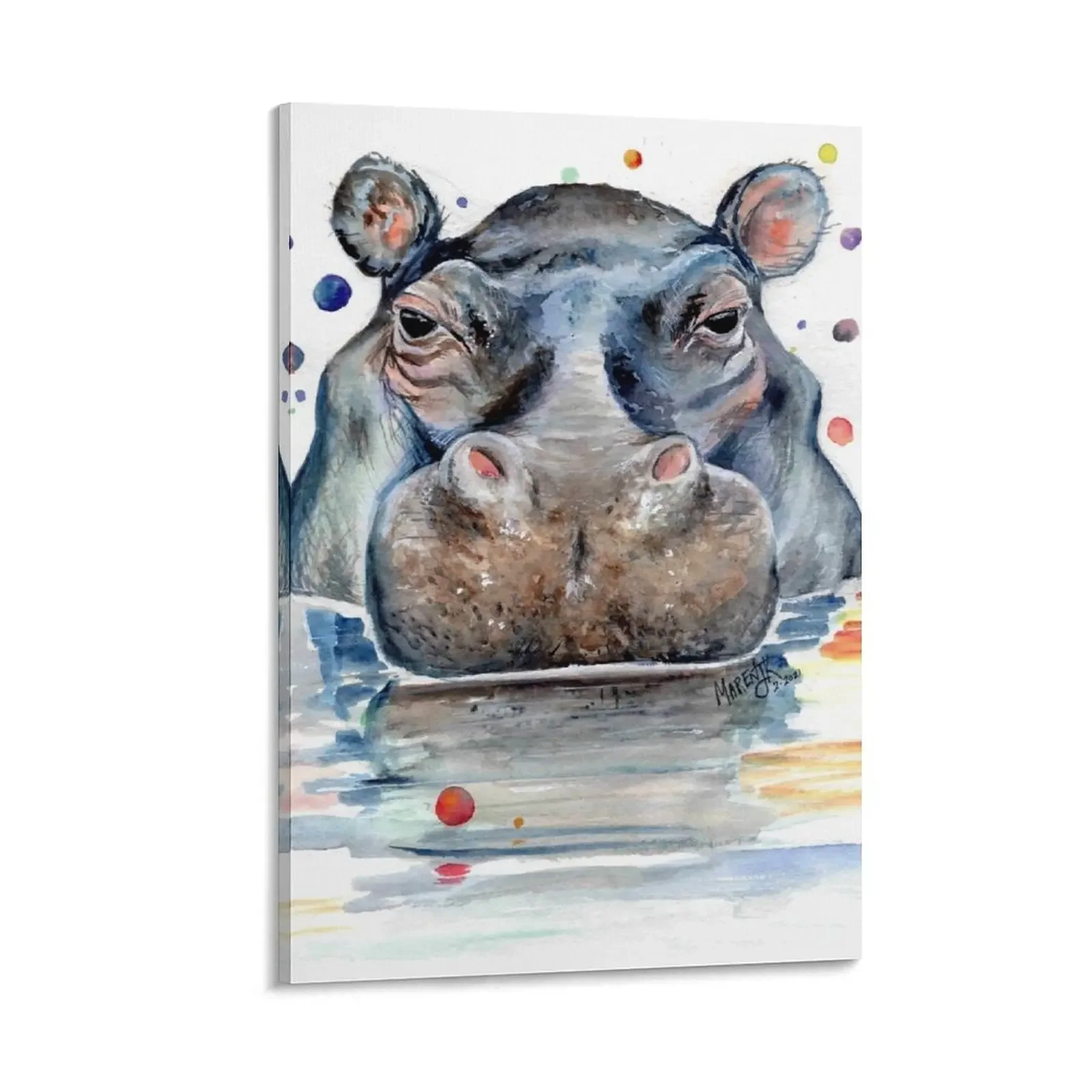 

Hippo reflections Canvas Painting canvas wall art anime figure korean room decor bedroom decoration