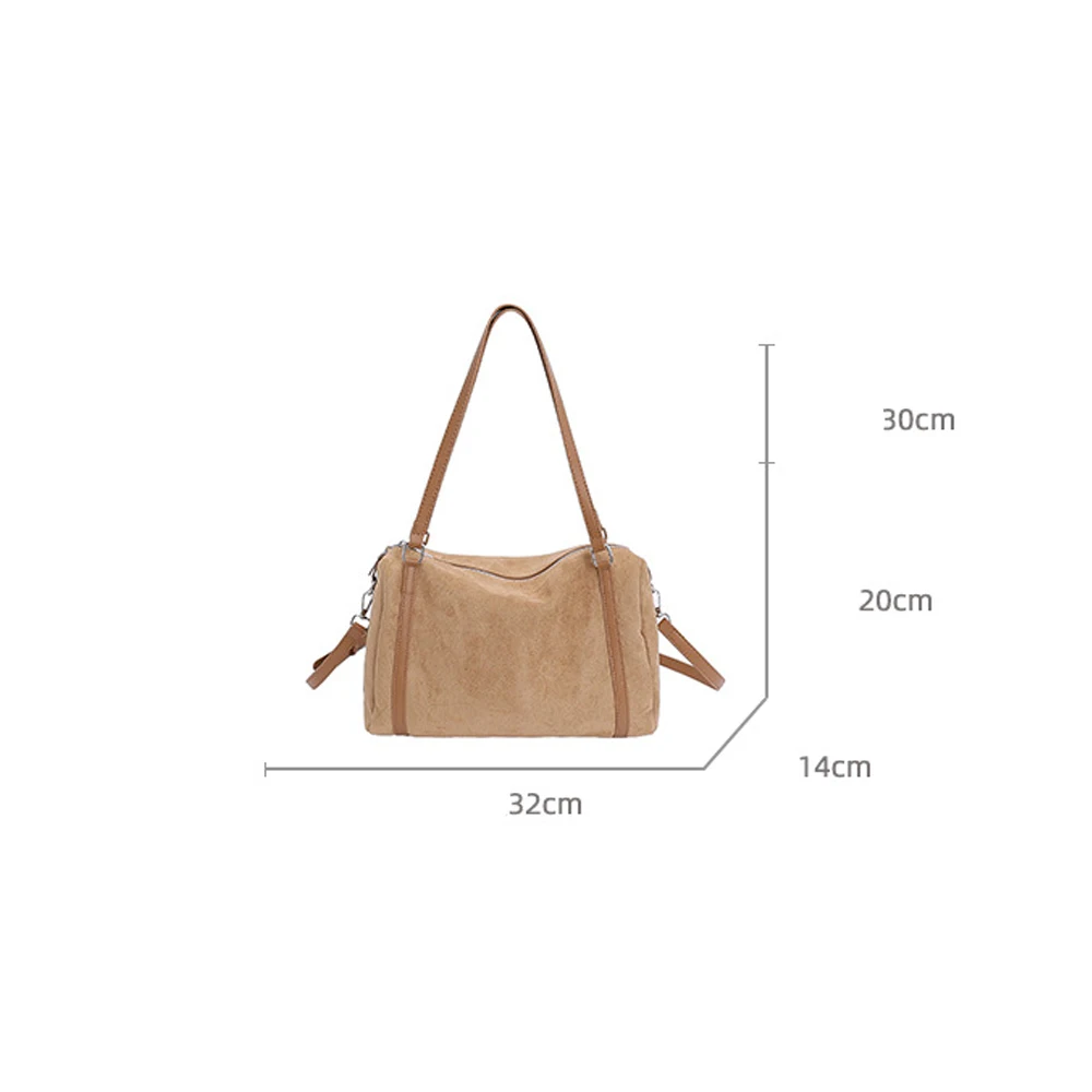 Women Suede Tote Handbag Soft Matte Top-Handle Bag Boston Shoulder Bag Large Capacity Crossbody Bags Vintage Pillow Square Bag