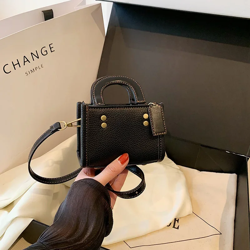 High Sense Niche Crossbody Women's 2024 New Fashion All-Match Stone Pattern Handbag Mini Square Bag