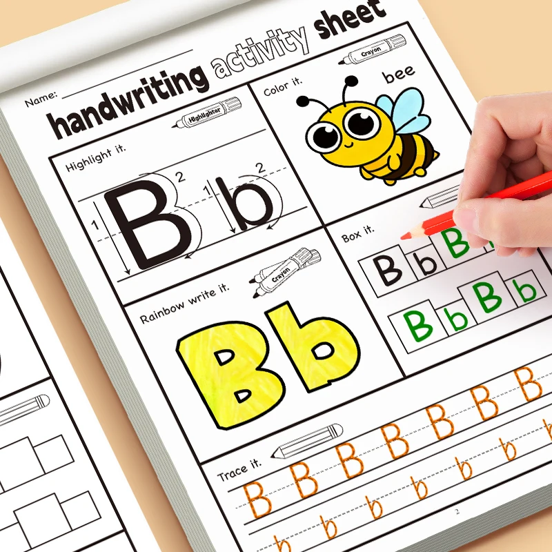 English Letter Handwriting Exercise Book Children's Fun Activity Copybook Containing Fun Illustrations 5 Types Interactive Games - 4