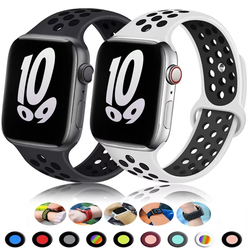 애플워치용 스포츠 스트랩 45mm 49mm 44mm 40mm 41mm 42mm 46mm 실리콘 밴드 iWatch 울트라 2 시리즈 10 9 8 SE 7 6 5 4 3