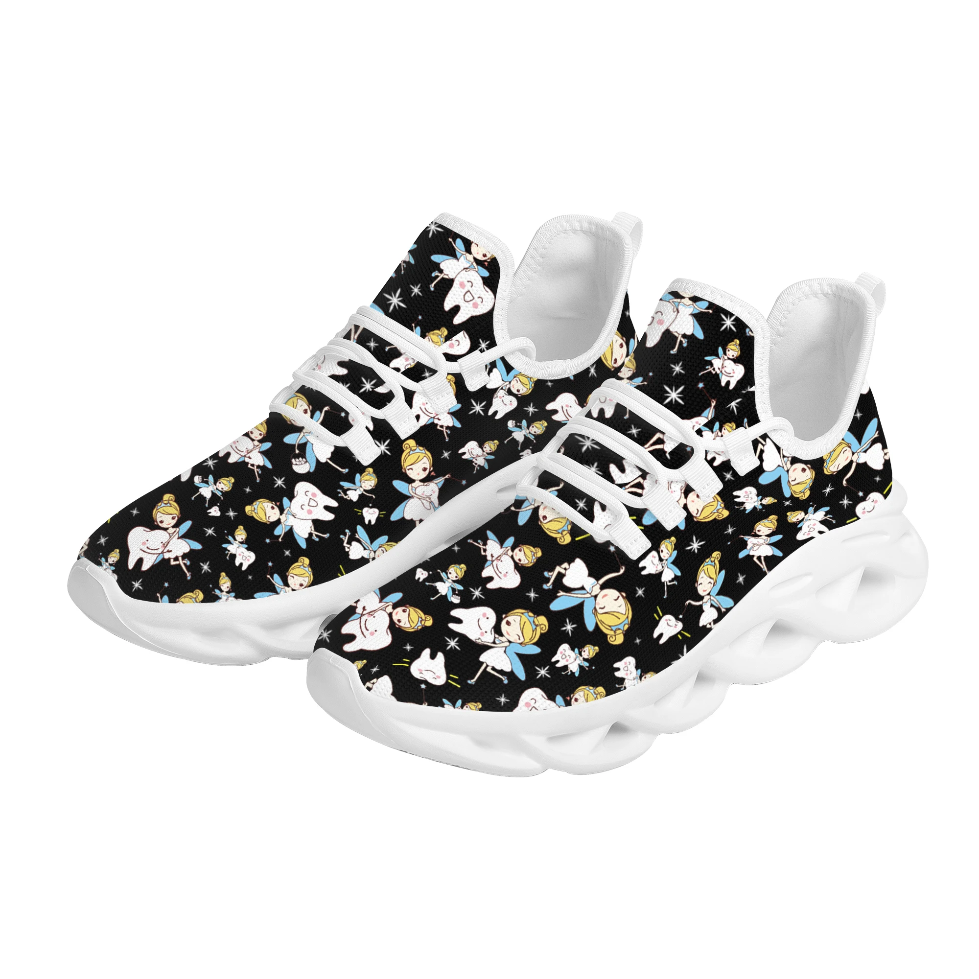 Women Soft Sole Breathable Sneakers Teeth Fairy Design Lace Up Casual Shoes Spring Summer New Cozy Vulcanized Shoes Gift