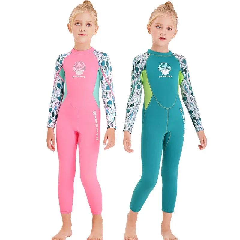 

2.5mm Neoprene Kids Wetsuit Children Warm Diving Suits Swimwear Girls Long Sleeve Surfing Swimsuits Jellyfish Sun Protection