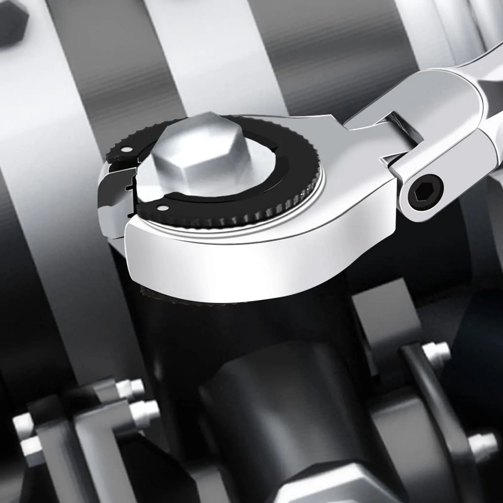 Ratcheting Wrench 180 Degree Adjustable Practical Ratcheting Tubing Wrench Flex Head 72 Tooth Open End 19mm for Maintenance