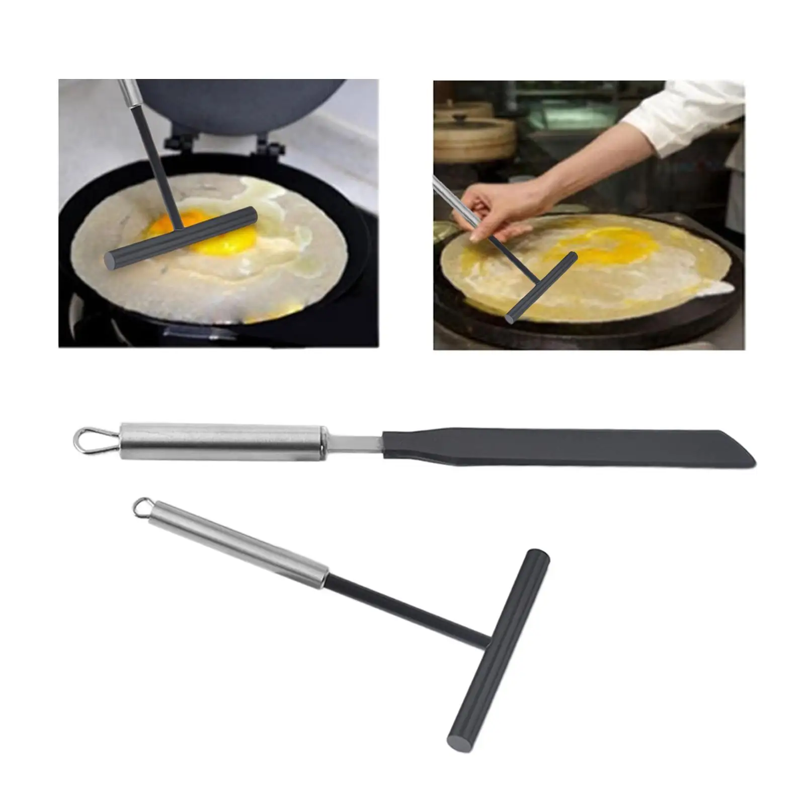 2x Crepe Spreader and Spatula Set Kitchen Cooking Utensils Tools Pancake Maker Tools Pancake Batter Spreader Cookware for Stall