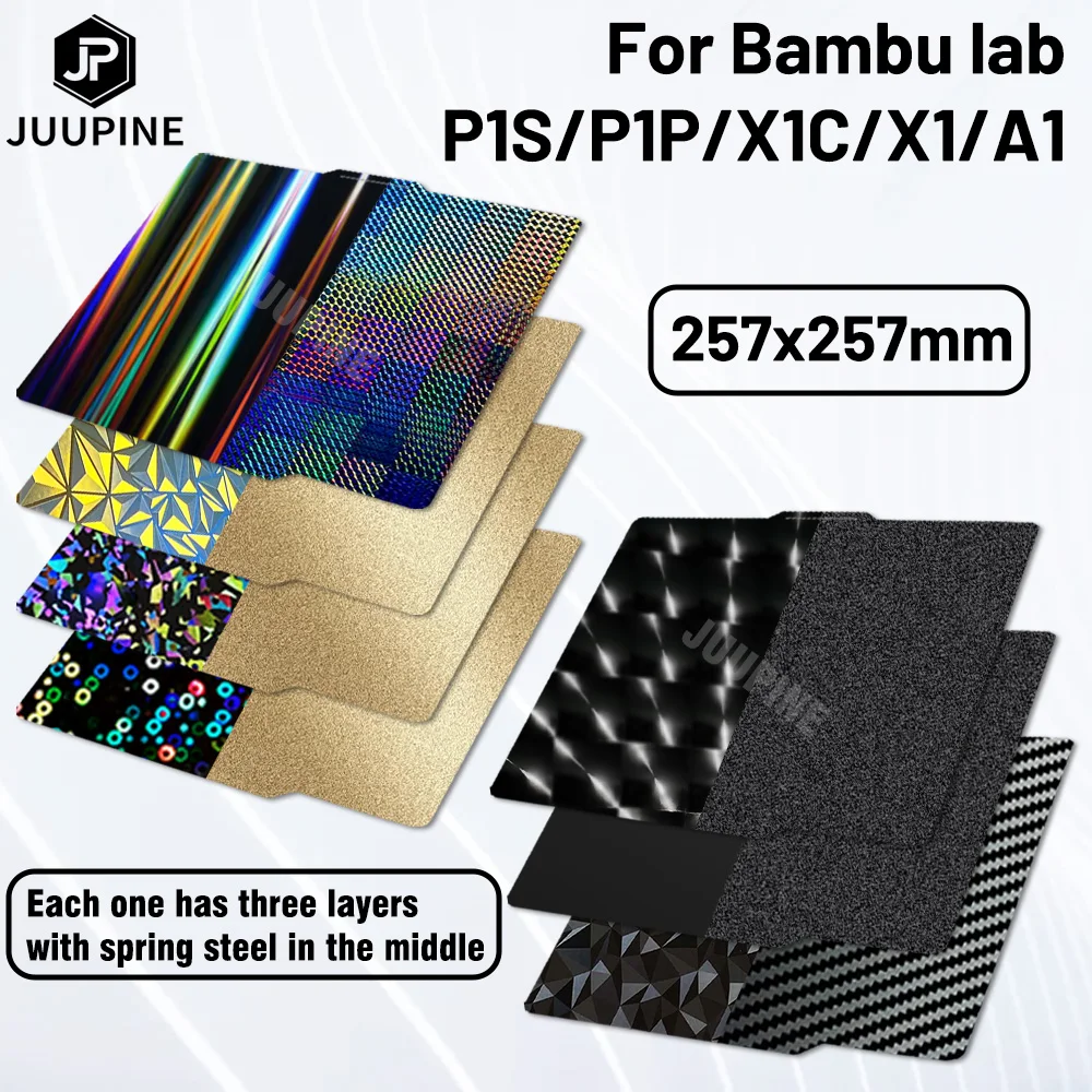 

For Bambu Lab P1P X1 Carbon Build Plate H1H x1c PEO Double Side Pei Smooth PET PEY 257x257mm Spring Steel Sheet for Bambulab P1S