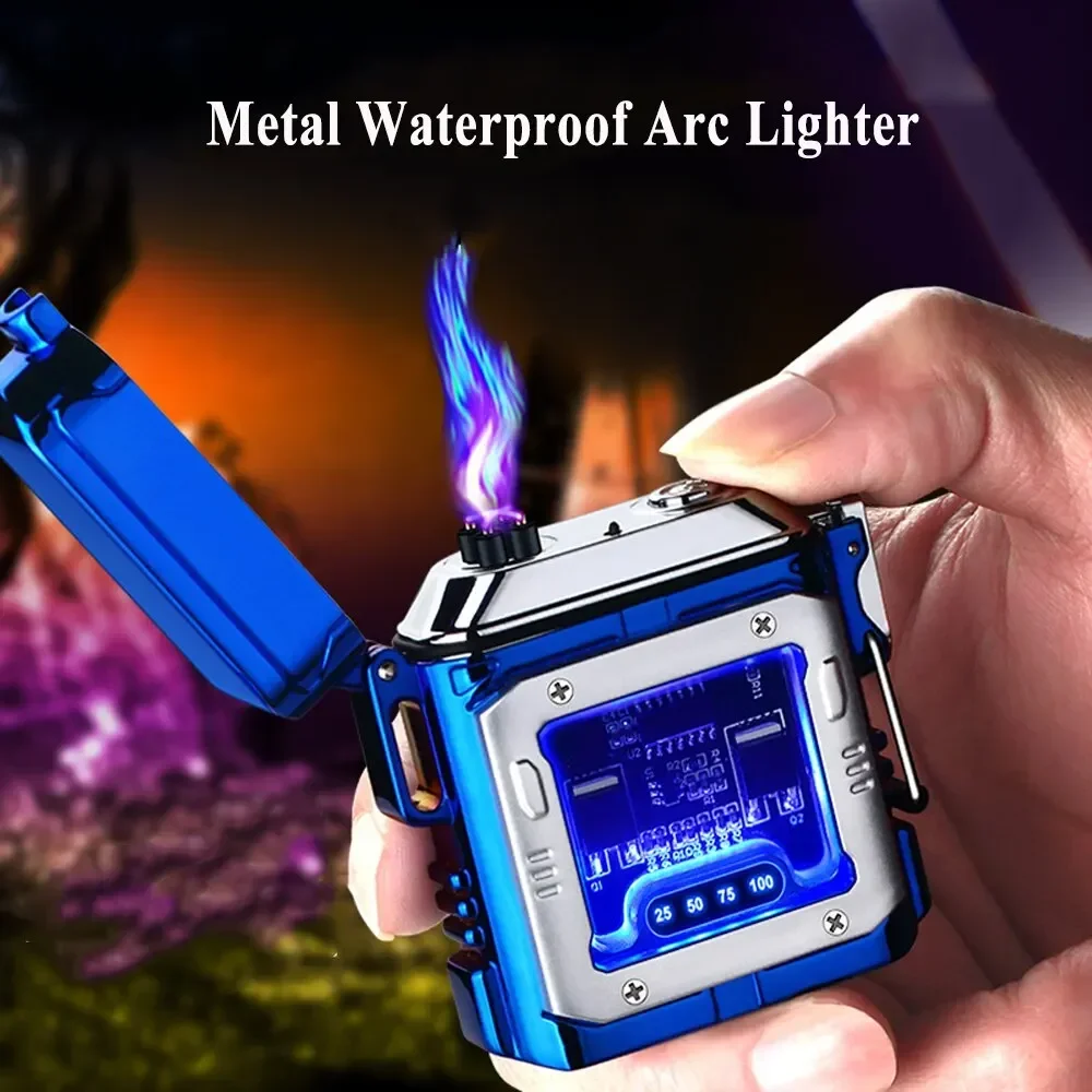 

Metal Transparent Electronic Arc Plasma Lighter Waterproof Lighter Large Capacity Rechargeable Lighter Smoke Accesoires