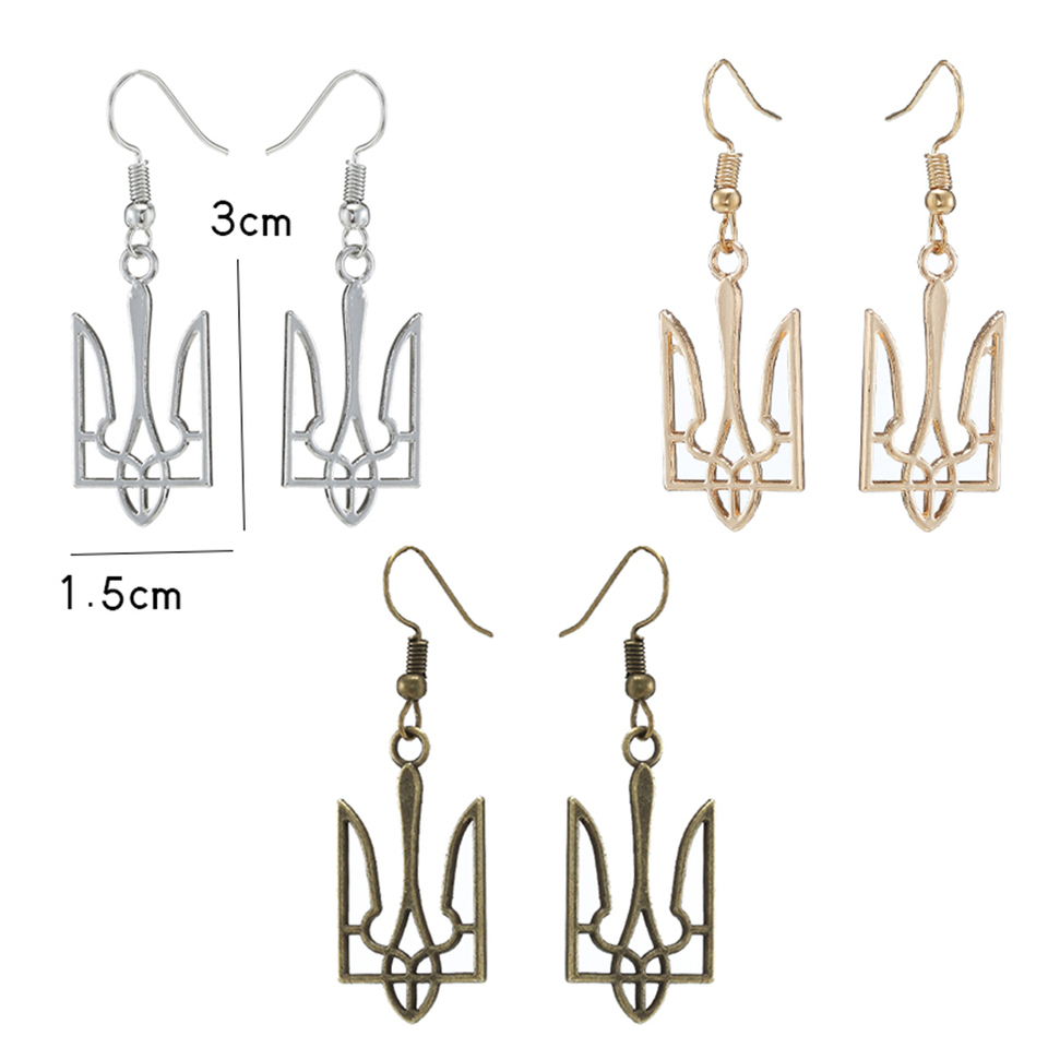 Ukraine Fashion Drop Earrings for Women Vintage Polish Ukrainian Symbol Pendant Dangle Earrings Fashion Jewelry Gifts Handmade