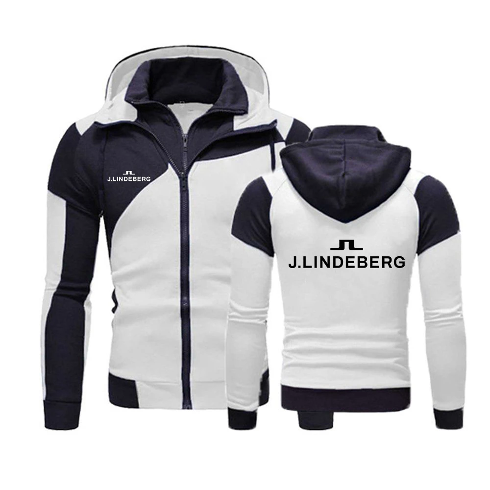 New J Lindeberg Printed Men's Leisure Double Zip Hoodie Comfortable Pullover Fleece Cotton Casual Fashion Coats| | - AliExpress
