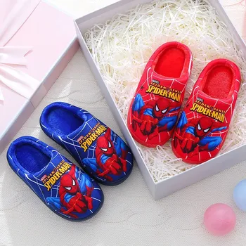 Cartoon Printed Spider-man Cotton Slippers For Children's Shoes Fashion New Style Warmth Autumn Winter Indoor Kids Boys Slipper 2