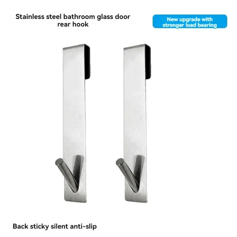 Stainless Steel Glass Door Mounted Detachable Hanger with Non-Perforated Clothes Hook