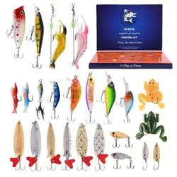 Christmas Advent Calendar 2023 Fishing Lure Set Blind Box 24 Days Advent Calendar Fishing Tackle Surprise Gift For Kids Adults
