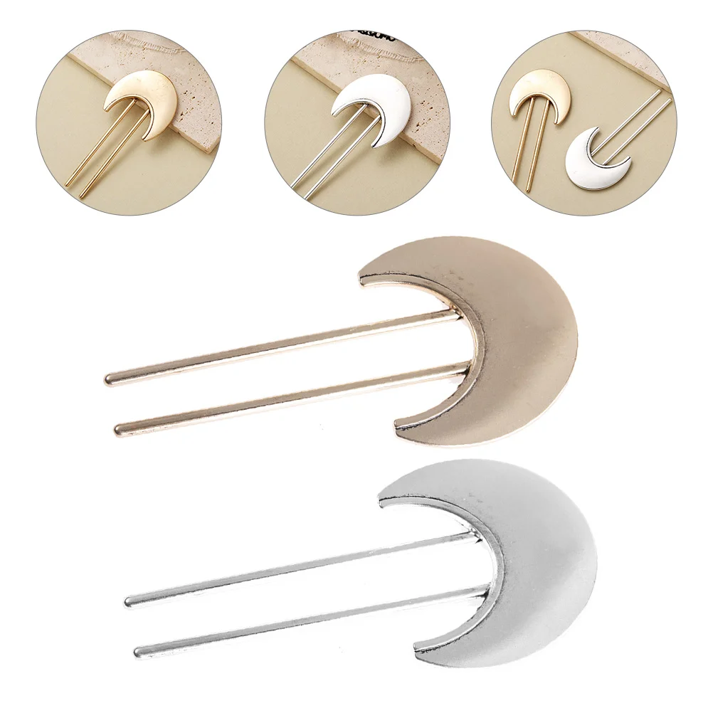 

2 Pcs Fan-shaped Alloy Hair Barrettespin Decorative Clips for Women Barrettes Fork Glossy