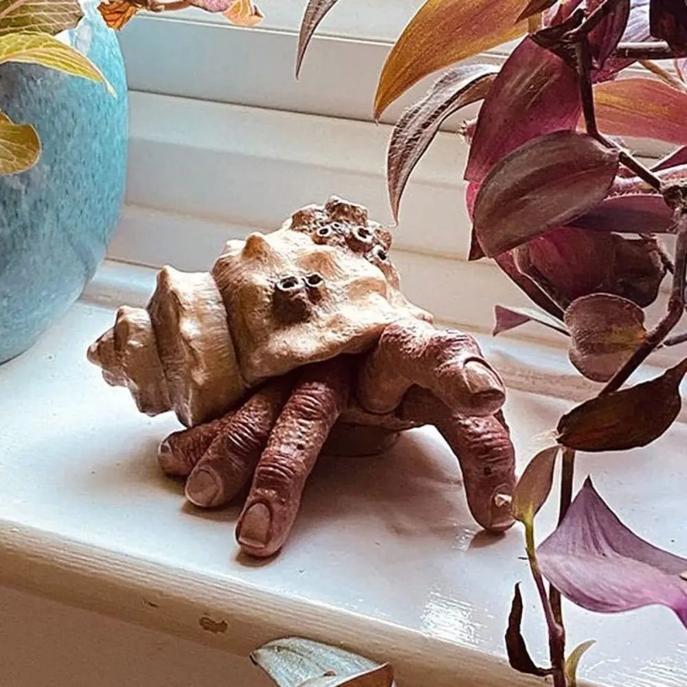 Finger Toy Realistic Resin Finger Crab Simulation Conch Shell Parasitic Finger Crab Colorful Snail Hermit Crab Toys Kid Gift