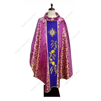 New Priest Vestments Christian High Quality European Style Polyester Adult Catholic Religious Archbishop Clothes Clergy Robe