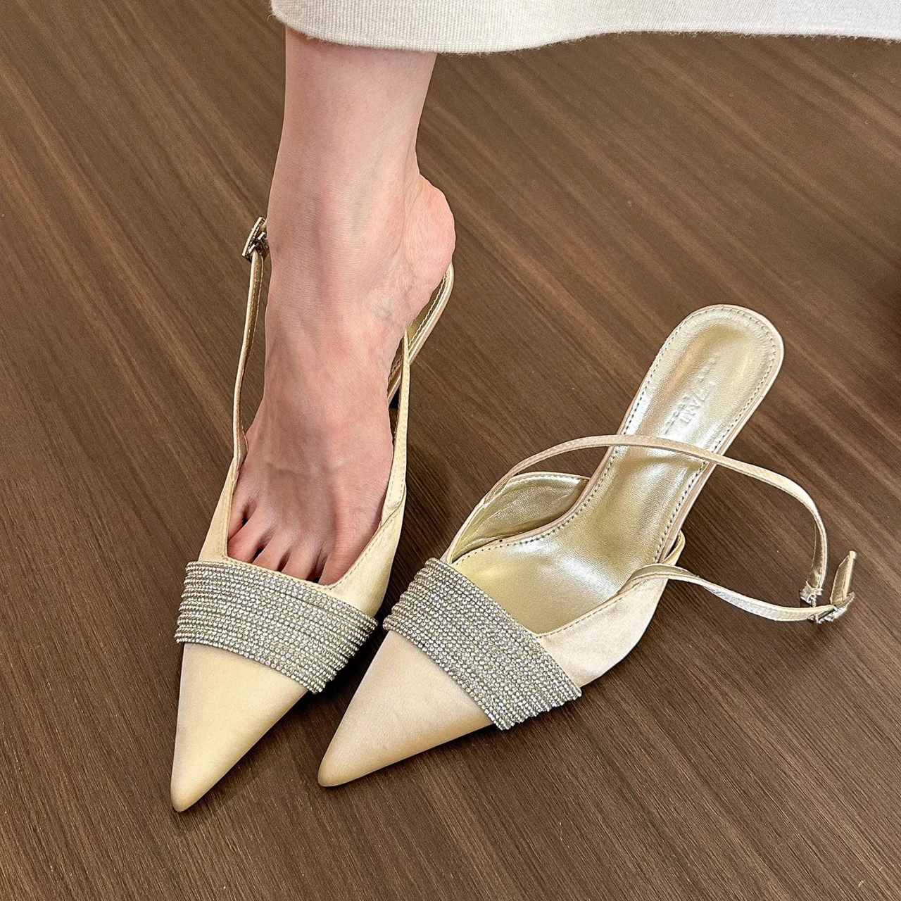 Low Heels Real Leather Slingbacks Shoes Women Square Toe Pumps Thick Heel Shoes Brand Design Lady Footwear Plus Size 42 2