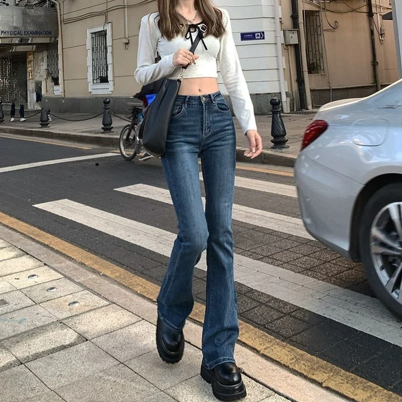 

High Waist Loose Comfortable Jeans for Women Wide Leg Pants Elastic Fashion Boyfriend Style Denim Jean Flared Trousers Howdfeo