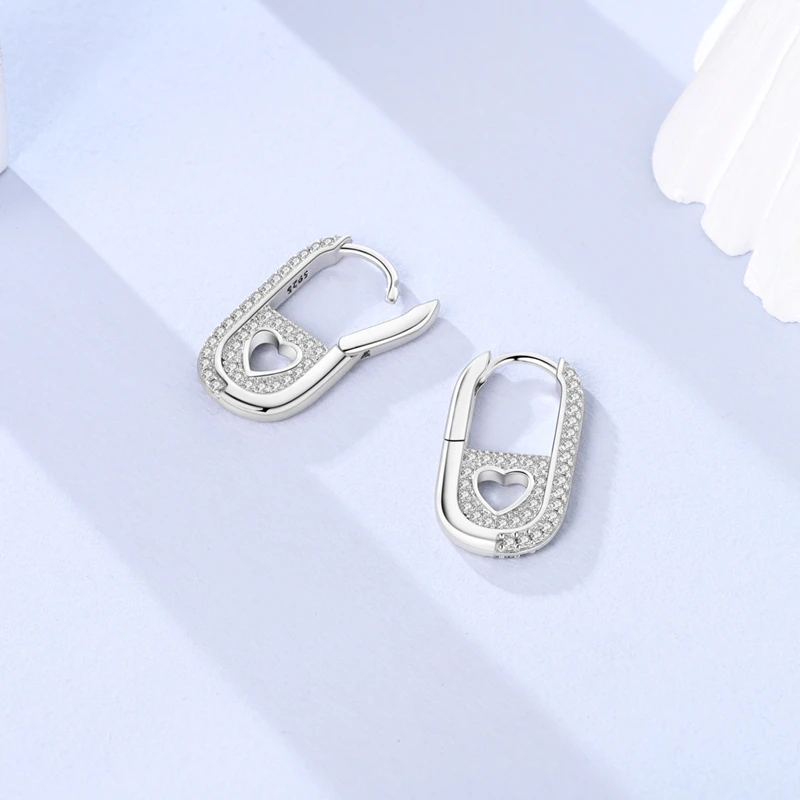 Ohrringe aus 925er-Sterlingsilber, einfache Herz- und Kreis-Ohrringe für Damen, Hochzeit, Verlobung, Party, feiner Ohrring, Schmuck, Geschenk – Detail 14