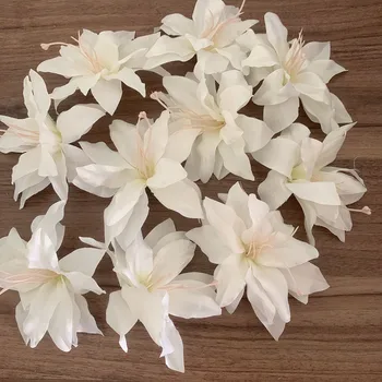 10pcs Articial flower Lily Heads Silk Flower White Flower Wall Wedding Decoration