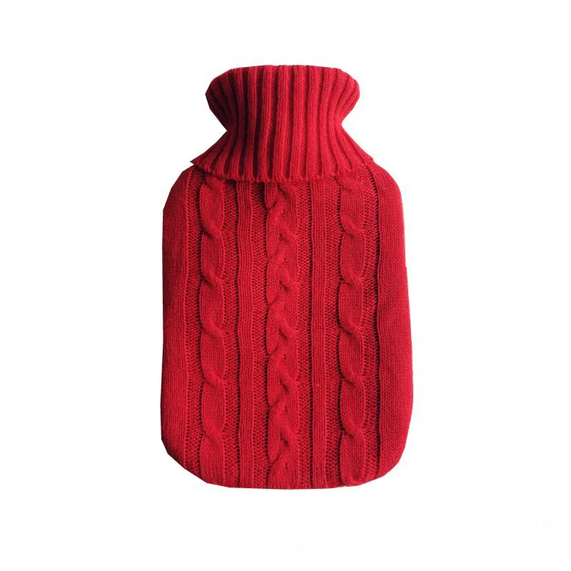 Practical Hot Water Bag Solid Color Hot Water Bottle Cover Knitted Cover Warm Hand Bag Protective Covers Washable Removable