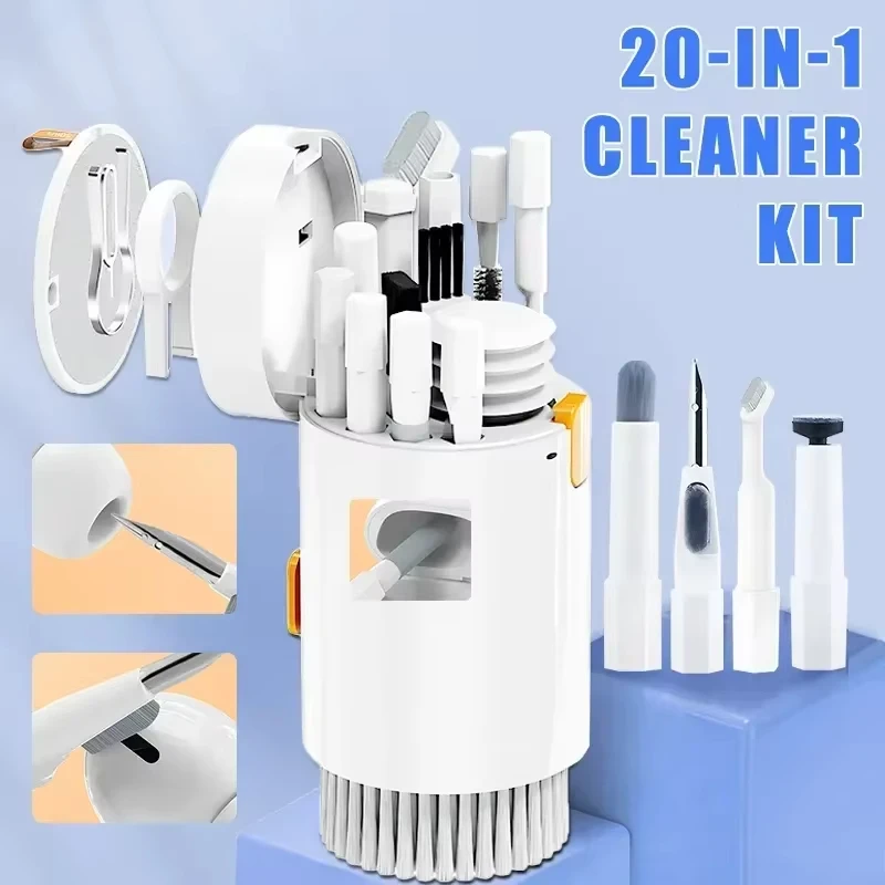 Kit di pulizia multiutensile 20 in 1 per laptop tablet telefono computer kit di pulizia tastiera portatile spazzola per pulizia auricolari per Airpod