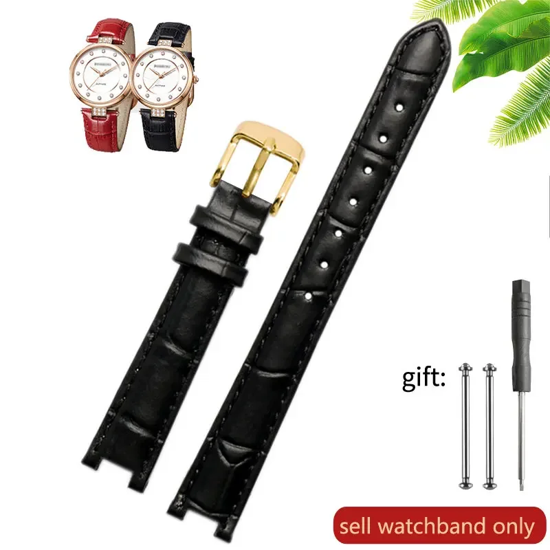 thumbnail image 1 of Correa de reloj de cuero genuino con patrón de bambú y burbujas para mujer Folli Follie, correa de reloj de cuero cóncavo para mujer de 16 mm, 1 of 5