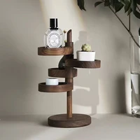 Wooden Multi-layer Rotatable Storage Rack Entry Door Key Storage Rack Creative Solid Wood Desktop Accessories Storage Box 2