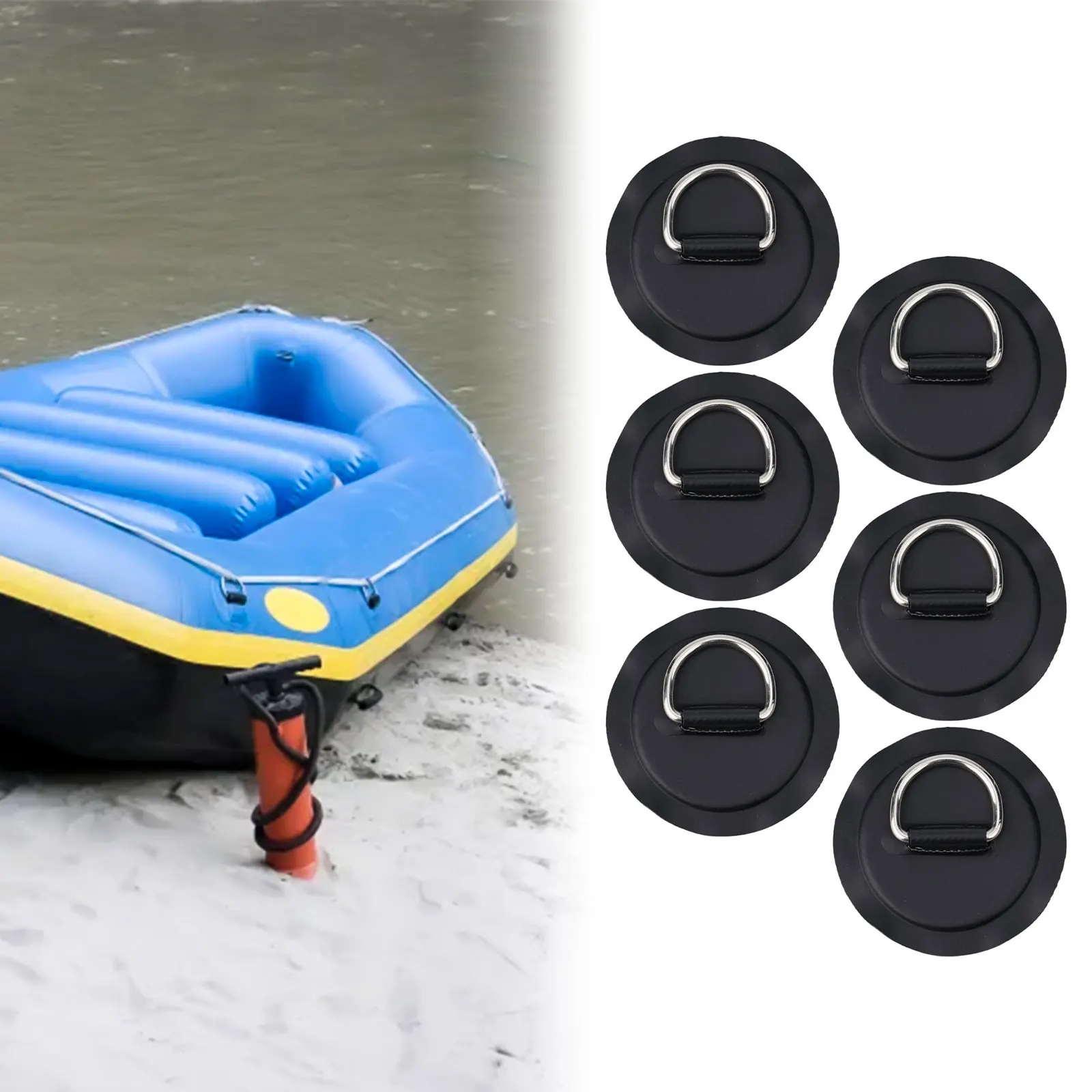 

Patch D Ring Pad 6 Pcs Accessories Black Kayak Part Stainless Steel Wear-resistance Corrosion-resistant Dinghy