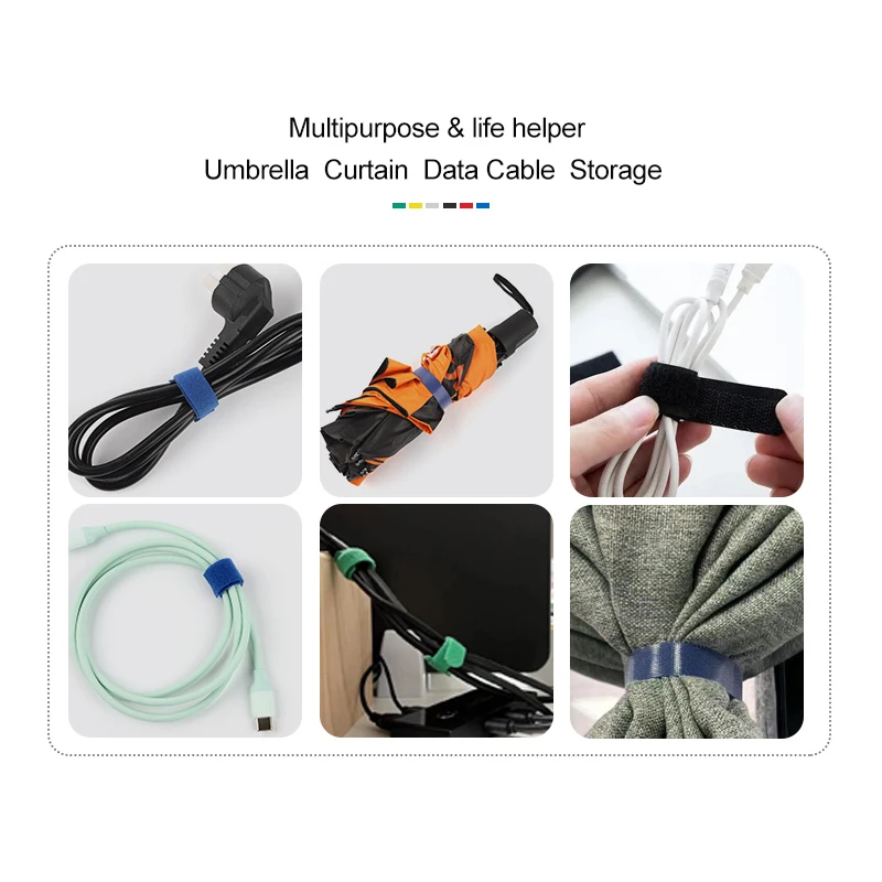 5M/Roll 10/12/14.5/20/25mm width USB Cable Organizer Reusable Nylon Cable Ties Wires Management Straps Adhesive Fastener Tape