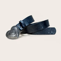 Retro love buckle PU Leather belt For Women fashion leisure suitable for daily commuting Western Cowboy Punk Jeans Waistband - Image 2