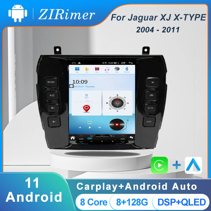 

ZIRimer Android For Jaguar XJ X-TYPE 2004-2008 Car Radio Stereo Tesla Screen Multimedia PlayerCarplay Auto 8G+256G 4G WIFI DSP