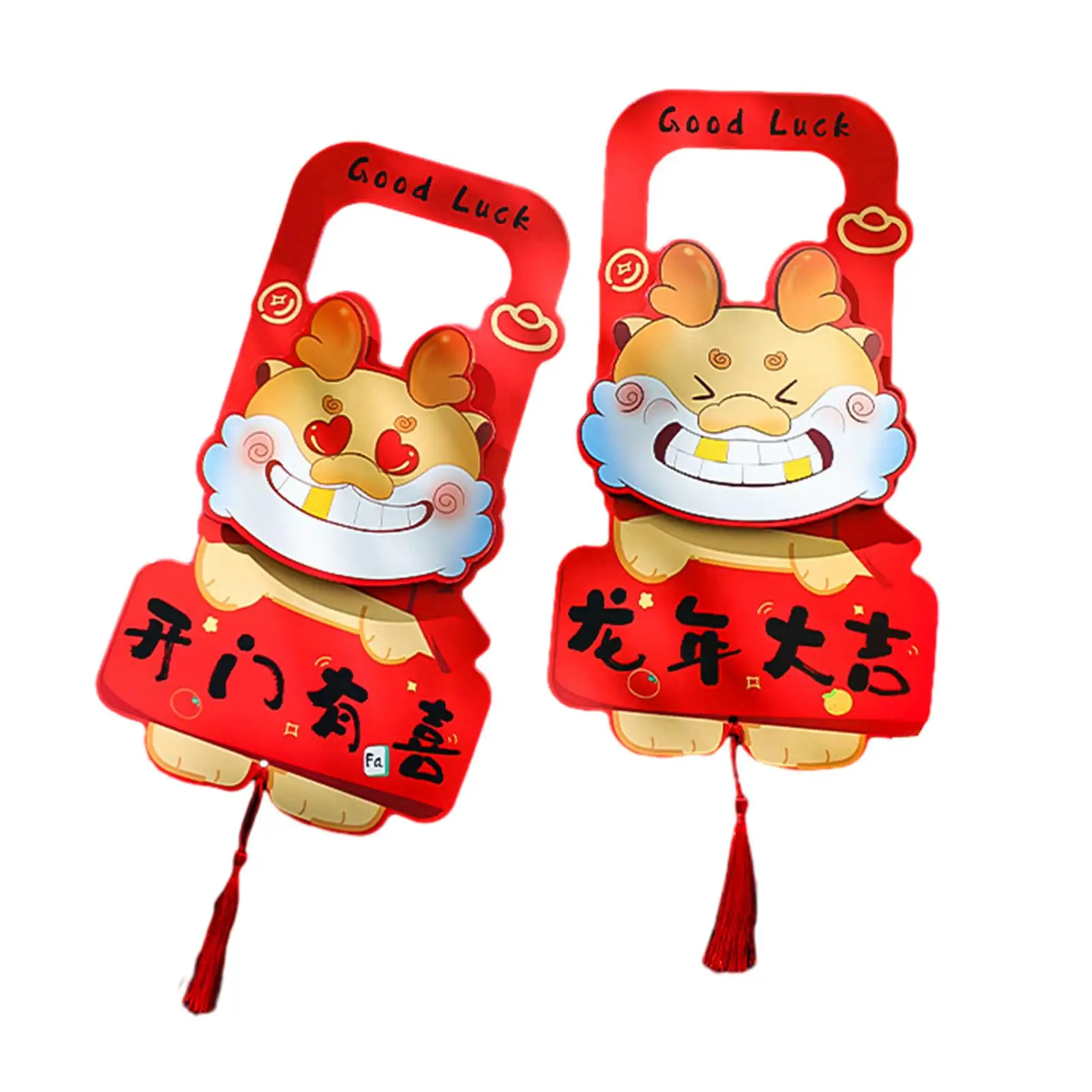 

2 Pieces 2024 New Year Door Handle Decoration with Tassels,Chinese Style Cute Tabs Spring Festival Decoration for Living Room