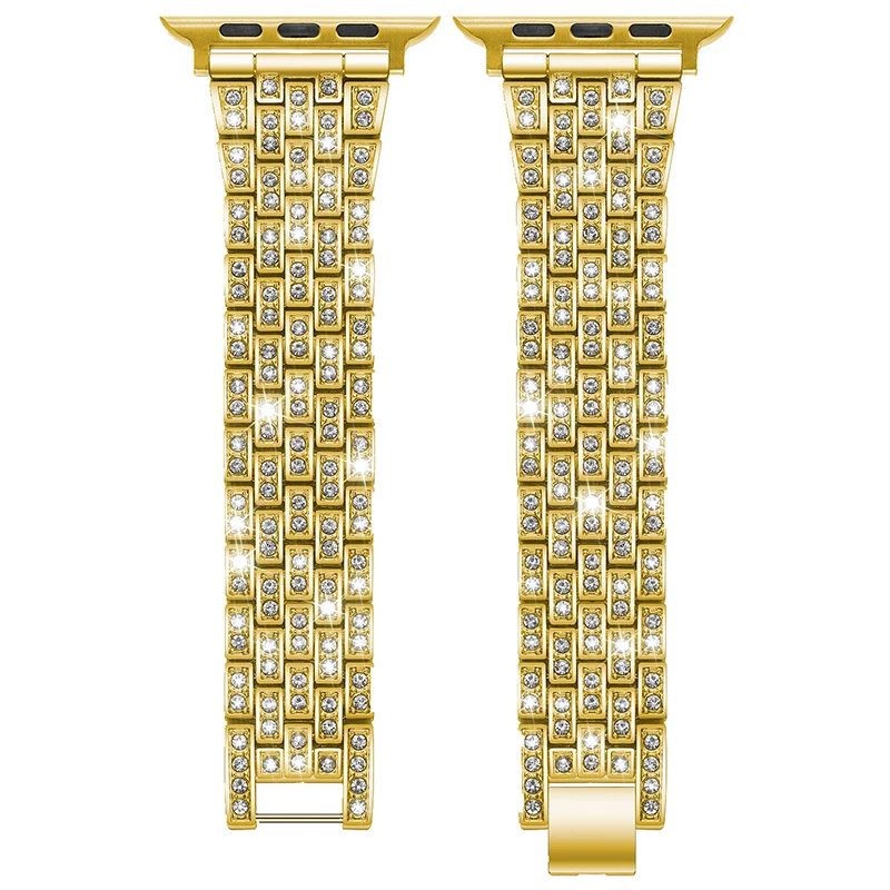 Elegant Gold Diamond Strap for Smartwatch - Luxury Metal Bracelet for Women & Men