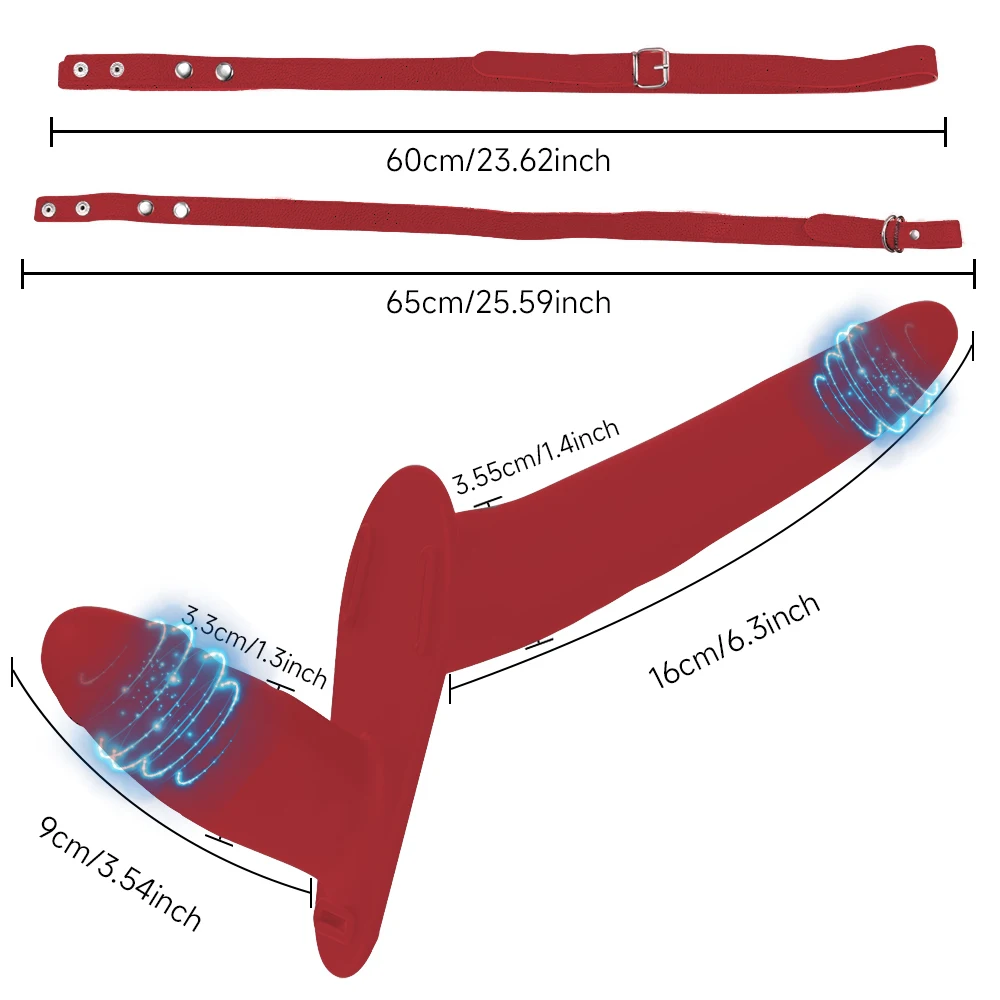Strap On Double Headed Vibrating Dildo Adjustable Vibrator With 10 Speeds G-spot Vagina Massager Wearable Harness Sex Toy