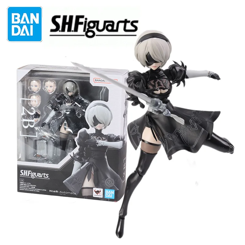

In Stock Bandai S.H.Figuarts SHF Nier:Automata 2B 9S Model Kit Anime Action Fighter Finished Model Toy Gift for Children