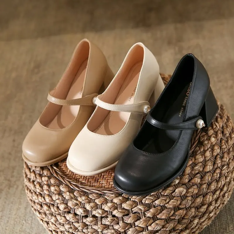 Ladies Shoes on Sale 2024 Closed Toe NEW  Women's High Heels Outdoor Elegant High Heels Square Heel Round Toe Shoes Female New