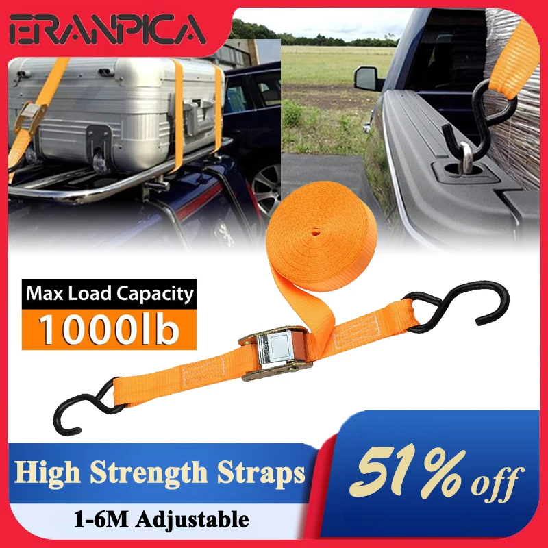 Motorcycle Luggage Strap Buckle Tie-Down Belt Cargo Moto bike Tow Rope Strong Ratchet Binding Fixed Adjustable Protective Belt