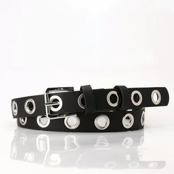 Women's Atmospheric Eye Fashion Hollow Decorative with Jeans Personalized Punk Pu Belt All-match
