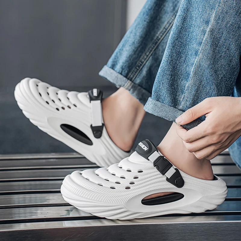soft slippers,summer slippers,closed toe sandals Slippers for Men Driving Summer Dual-Purpose Operating Room Baotou Clogs Soft Sole Outer Wear Home Casual Coconut Sandals
