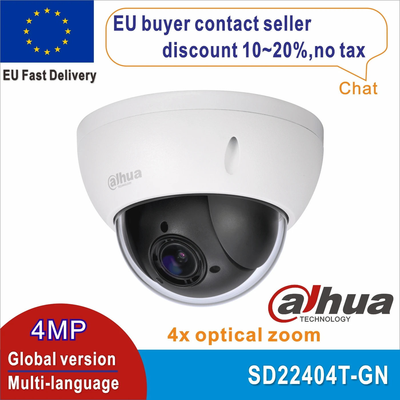 IP-камера Dahua SD22404T-GN дюйма 4 МП POE 2 7 ~ 11 мм 4-кратный зум PTZ IP66 IK10 сетевая