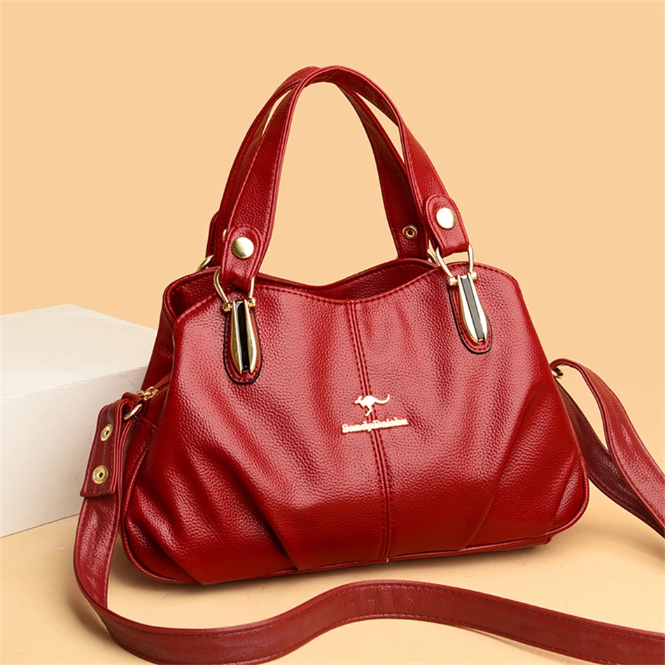 Luxury Brand Women 3 Layers Casual Totes High Quality Soft Leather Handbags and Purses 2022 Design Female Shoulder Messenger Sac