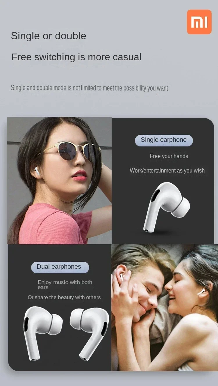 Xiaomi Wireless Bluetooth Headphones Hifi Sound Headphones Headset True Wireless Noise Canceling Earbuds Sport In-Ear Headset 3