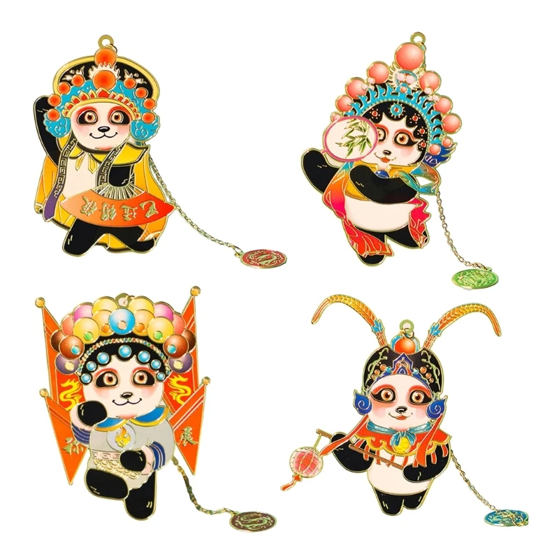 

Cartoon Panda Bookmarks Hollow out Bookmarks Metal Bookmarks with Chain for Teen