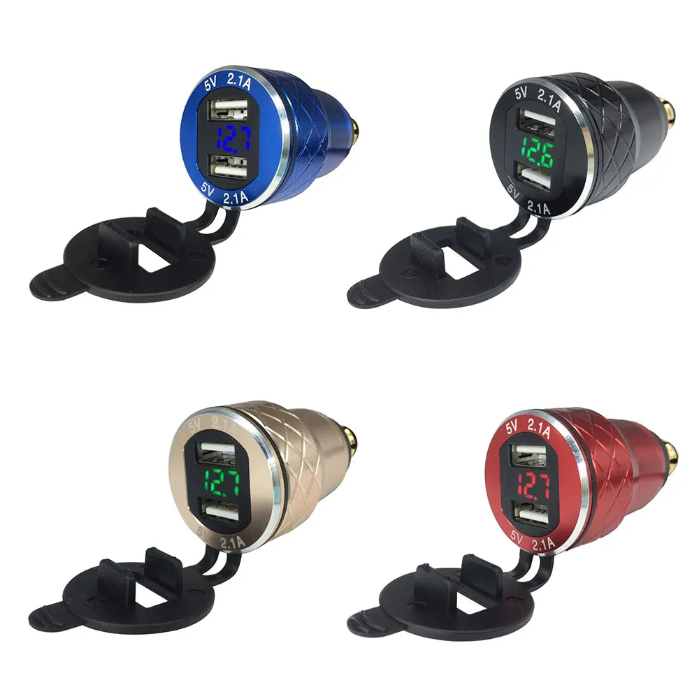 5V 2.1A Din To Usb Aluminum Alloy European Motorcycle Usb Charger Din Socket Plug Power Outlet Voltmeter For Triumph Tiger 800
