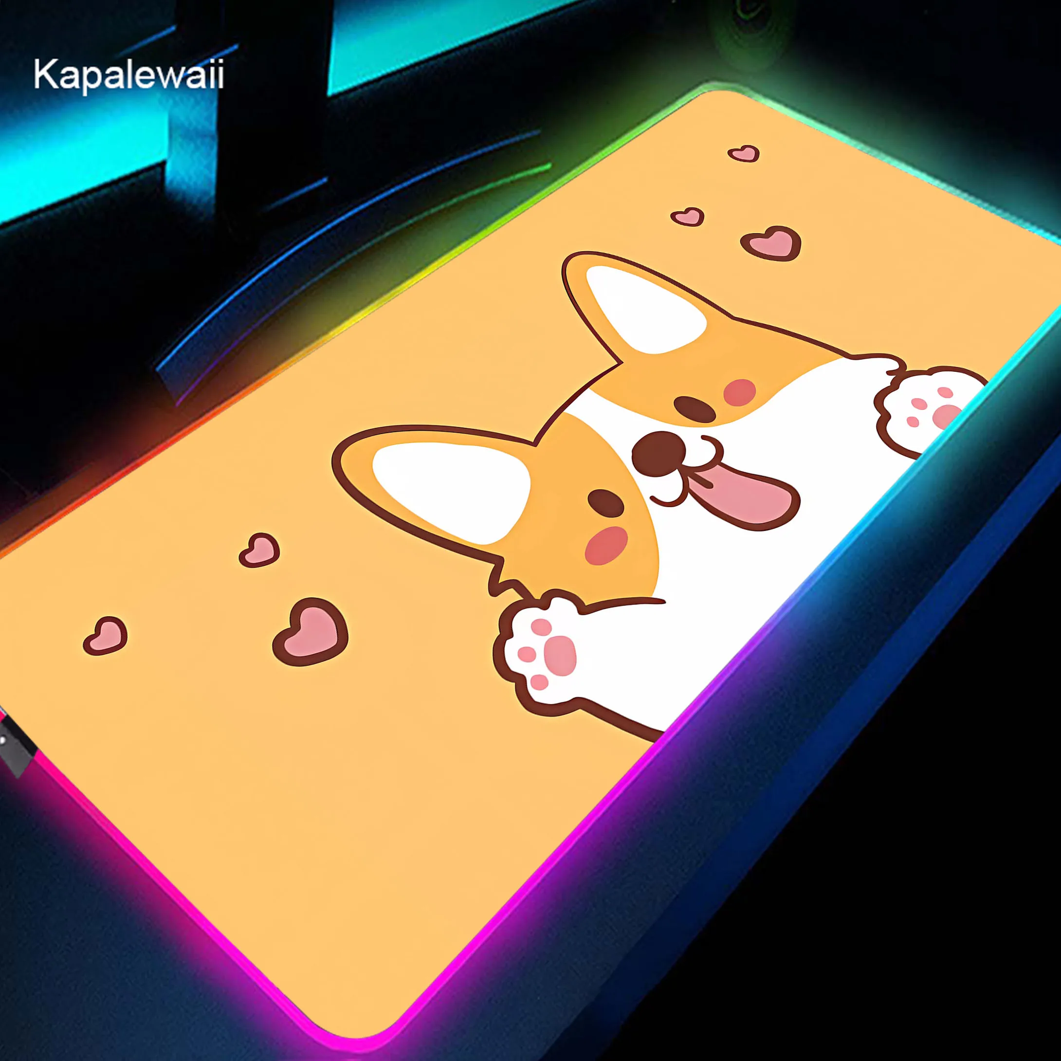 

RGB Luminous Mouse Pad Dog LED Gamer Accessories Keyboard Mouse Mat Locking Edge Rubber Desktop Mats Big Office Carpet Mousemat