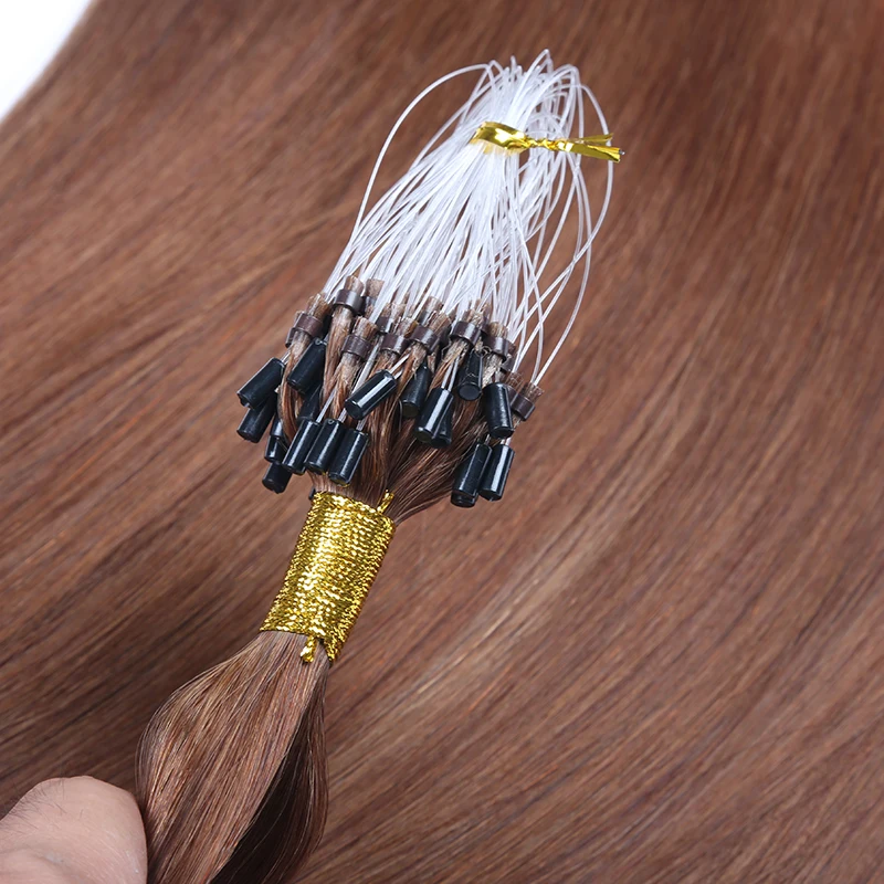 Remy Micro Ring Hair Extensions Straight Raw Virgin Hair Extensions Pre Bonded Micro Loop 14"-30" Fusion Human